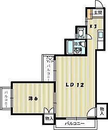 シャトレ宮田町 1LDKの間取図画像
