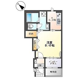 ローリングヒルス富任 1Kの間取図画像