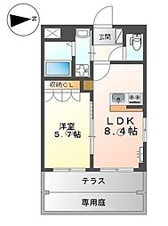 サンパレス 1LDKの間取図画像