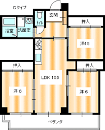 グローメリア宮の下 3LDKの間取図画像