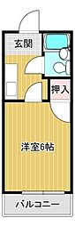 向山ハイツ 1Kの間取図画像