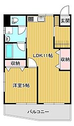 レノン山の田 1LDKの間取図画像