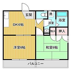 コンフレールウィーン 2DKの間取図画像