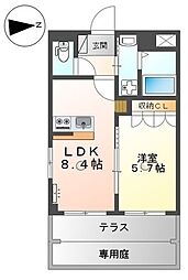 サンパレス 1LDKの間取図画像