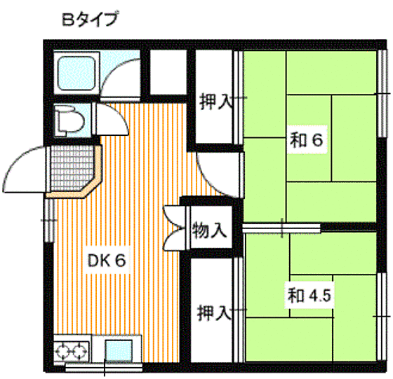 稗田西ハイツ 101｜山口県下関市稗田西町(賃貸アパート2DK・1階・36.85㎡)の写真 その2