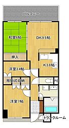 サーパス医大前　第2 5階2SLDKの間取り