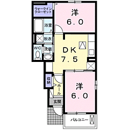 フェアビアンカ1 2DKの間取図画像