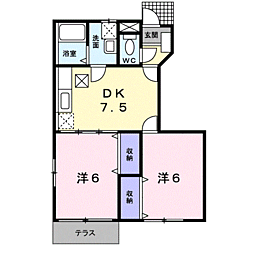ジョリフルール 2DKの間取図画像