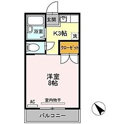 エステート野原 1Kの間取図画像