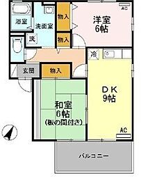 サニーコートA棟 2DKの間取図画像
