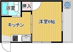 EFT恩田 1Kの間取図画像