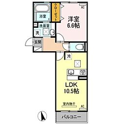 ハーベストコート 1LDKの間取図画像