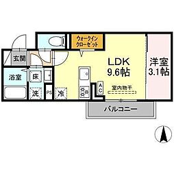 grand fleuve 開出 1LDKの間取図画像