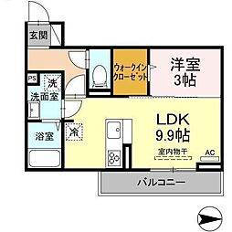 デアベアー 1LDKの間取図画像