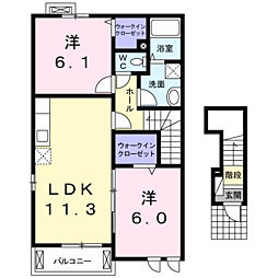 ラグリシーナ1 2LDKの間取図画像