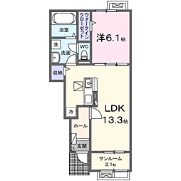 ハレレア 1LDKの間取図画像