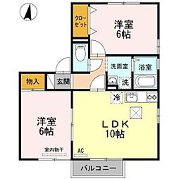 セジュールウィルモアA 2LDKの間取図画像