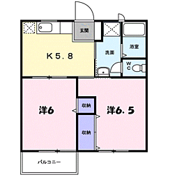サンパティークB 2Kの間取図画像