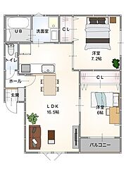 カテリーナ防府新町EAST 2LDKの間取図画像