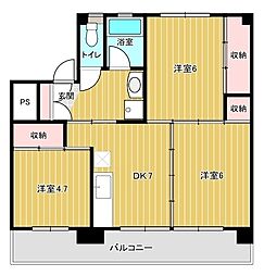 フォンテーヌ北山手S 3DKの間取図画像
