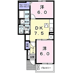 アンソレイエ3 2DKの間取図画像