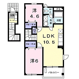 メローパヒューム蘭 2LDKの間取図画像