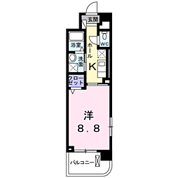 ヴァンクール 1Kの間取図画像