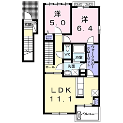 パレスみのり 2LDKの間取図画像