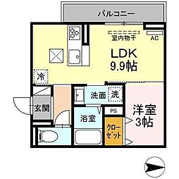 デアベアー 1LDKの間取図画像