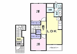 メロディハイム横入川F 2LDKの間取図画像