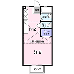 ベルコーポ2 1Kの間取図画像