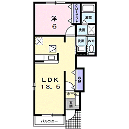 クレール沖ノ原B 1LDKの間取図画像
