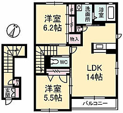 シャーメゾンアンジェリーナC 2LDKの間取図画像