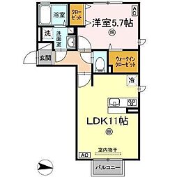 フリーデハイム 1LDKの間取図画像
