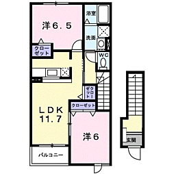 ラ・ファミーユA 2LDKの間取図画像