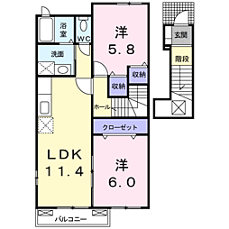 シンフォニー 2LDKの間取図画像