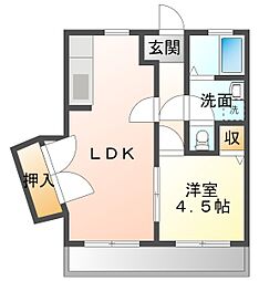 八木田マンション 1LDKの間取図画像