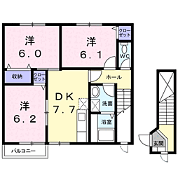 さわやか壱番館 3LDKの間取図画像