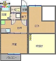 レジデンシャル平野町 1Kの間取図画像