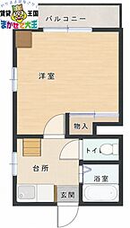 サンフル中園 1Kの間取図画像