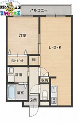ハイ夢滑石 1LDKの間取図画像