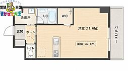 アミティ花丘 ワンルームの間取図画像