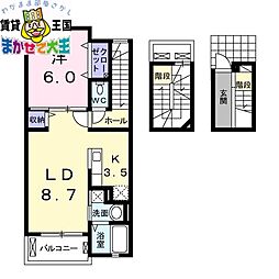 アドラブール城栄 1LDKの間取図画像