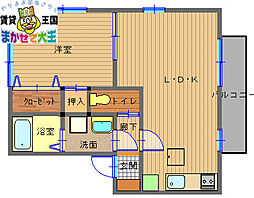 ステラ深堀B 1LDKの間取図画像