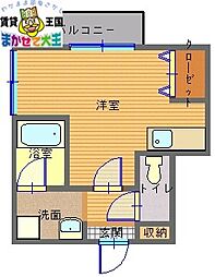 モンテスタイル鍛冶屋町 ワンルームの間取図画像