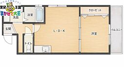 サザンパレス2 1LDKの間取図画像
