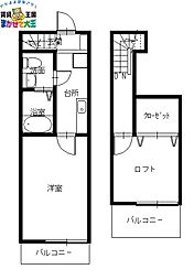 ラグナスイート住吉 1Kの間取図画像