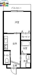 セントポリア泉 1Kの間取図画像