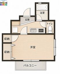井上ハイム 1Kの間取図画像