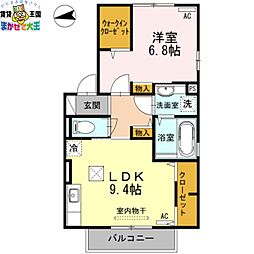 フラワーヒルズ 1LDKの間取図画像